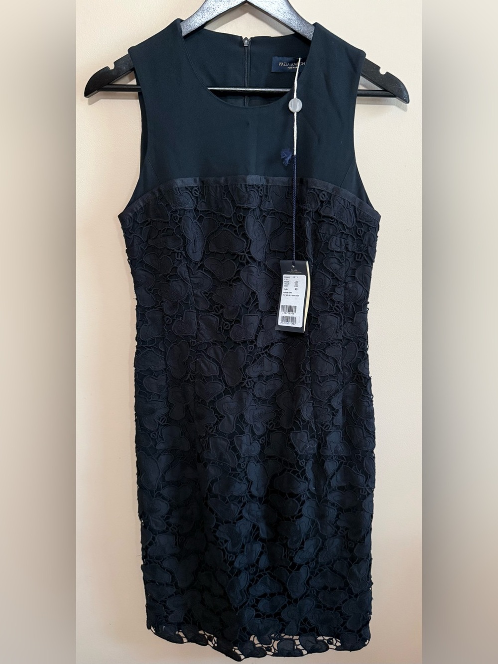 NWT Piazza Sempione Black Sleeveless Lace Midi Dress Italian Sz 40 - US 4-6